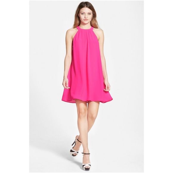 120 ASTR THE LABEL Fuchsia Pink High Neck Shift Dress sz M - Picture 6 of 6